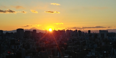 Et exceptionnel coucher de soleil avec le mont Fuji